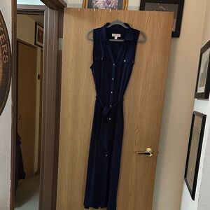 Michael Kors Navy Belted Maxi Dress